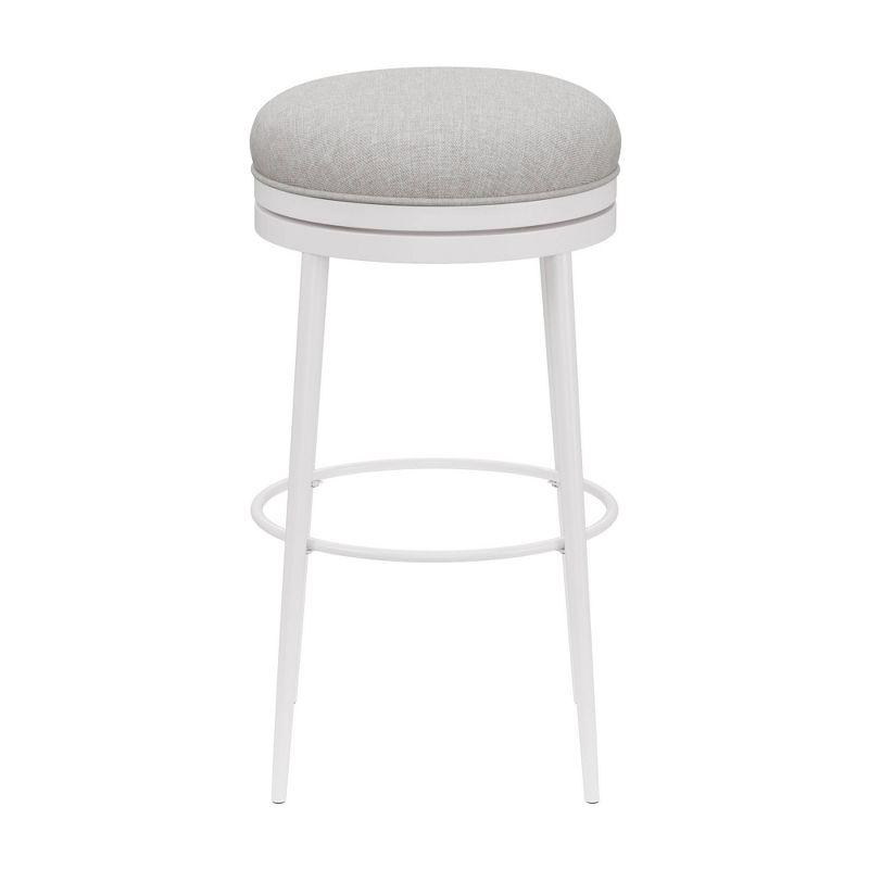 Aubrie Backless 26" Swivel Counter Height Barstool Off White/Silver - Hillsdale Furniture: Round Upholstered Metal Frame