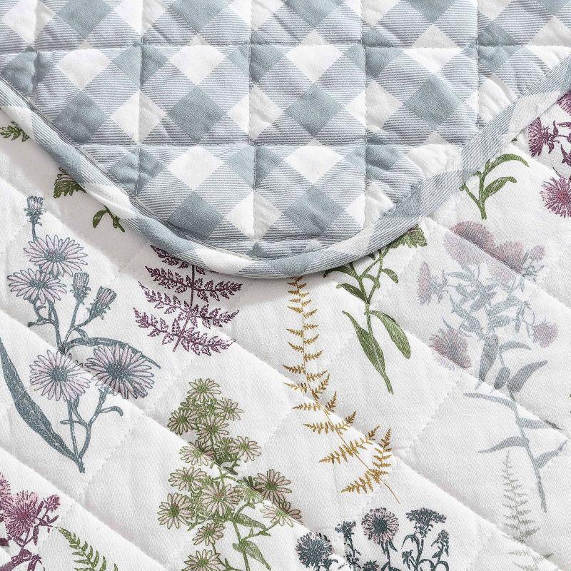 Eddie Bauer Eddie Bauer Flower Field Cotton Reversible Green Quilt Set