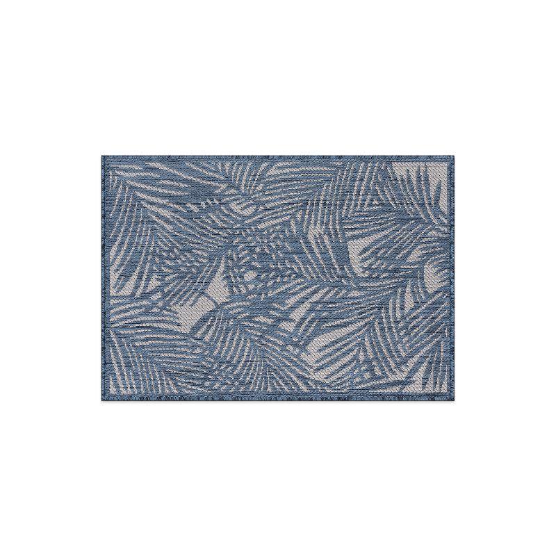 World Rug Gallery Contemporary Palm Leaf Textured Flat Weave Indoor/Outdoor Area Rug - BLUE 2'x3'