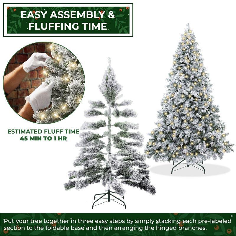 6' Pre-Lit Artificial Flocked Pine Christmas Tree with Stand