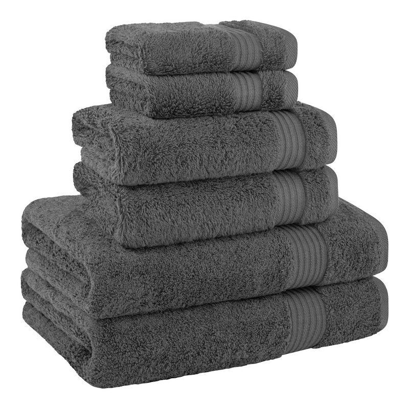 American Soft Linen Salem 6 Piece Towel Set, 100% Cotton Bath Towels for Bathroom, Dark Gray