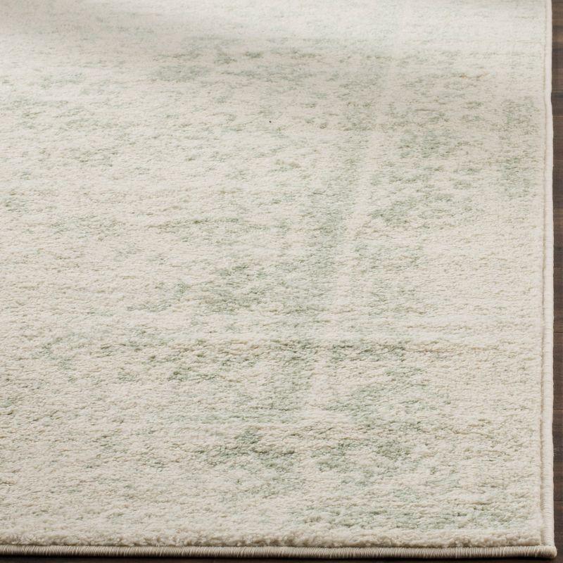 Ivory and Sage Oriental Distressed Runner Rug - Easy Care, 2'1" x 6'