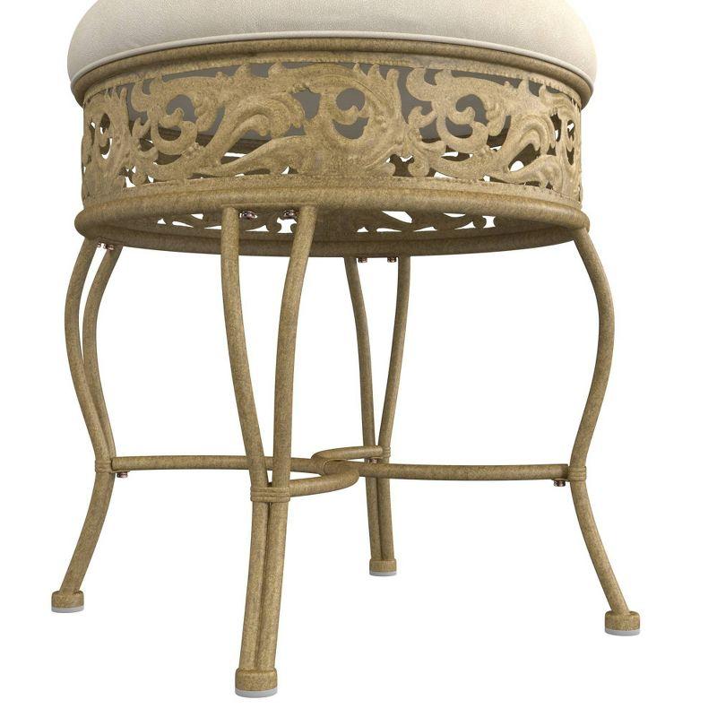 18.5" Villa III Upholstered Backless Metal Vanity Stool Beige - Hillsdale Furniture: Round Padded Seat, Makeup Bench