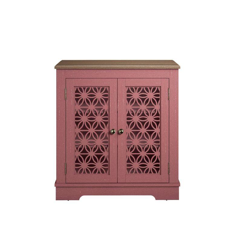 30" Storage Sideboard Buffet Cabinet Red: Home Essentials, Bohemian Style, Adjustable Shelves, Tempered Glass Door