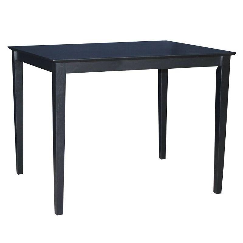 30" x 48" Solid Wood Top Counter Height Table with Shaker Legs Black - International Concepts: Parawood, Non-Extension