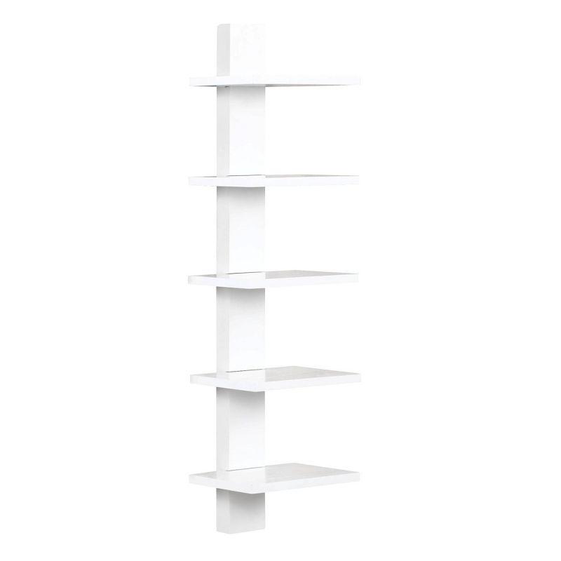 Elegant Spine Wall Bookshelf in White Wood - Space-Saving Design