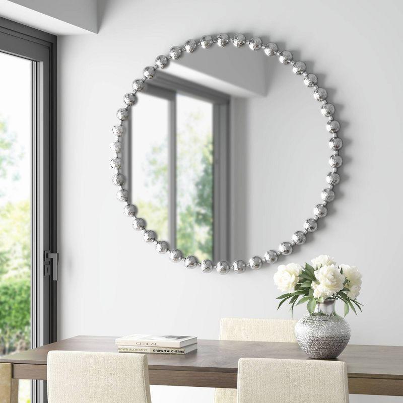 Marlowe Beaded Round Metal Wall Mirror