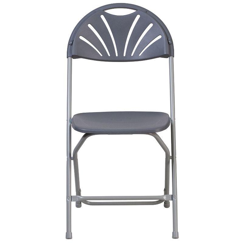 Charcoal Fan Back Plastic Folding Chair Duo, 650 lb. Capacity