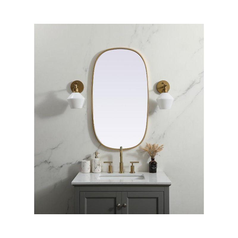 Elegant Lighting Metal Frame Oval Mirror 20x36 Inch in Brass