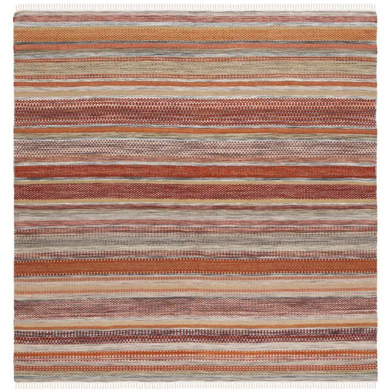 Striped Kilim STK311 Hand Woven Indoor Area Rug - Beige - 7'x7' - Safavieh