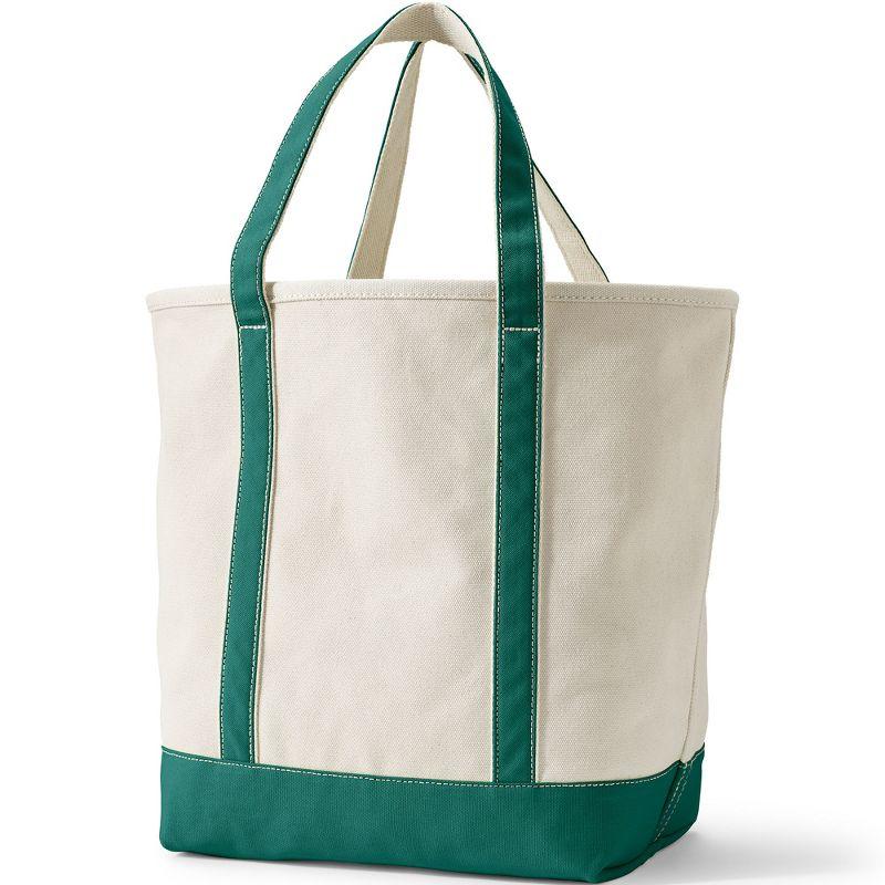 Lands' End Large Natural 5 Pocket Open Top Canvas Tote Bag -  - Natural/Bright Spruce