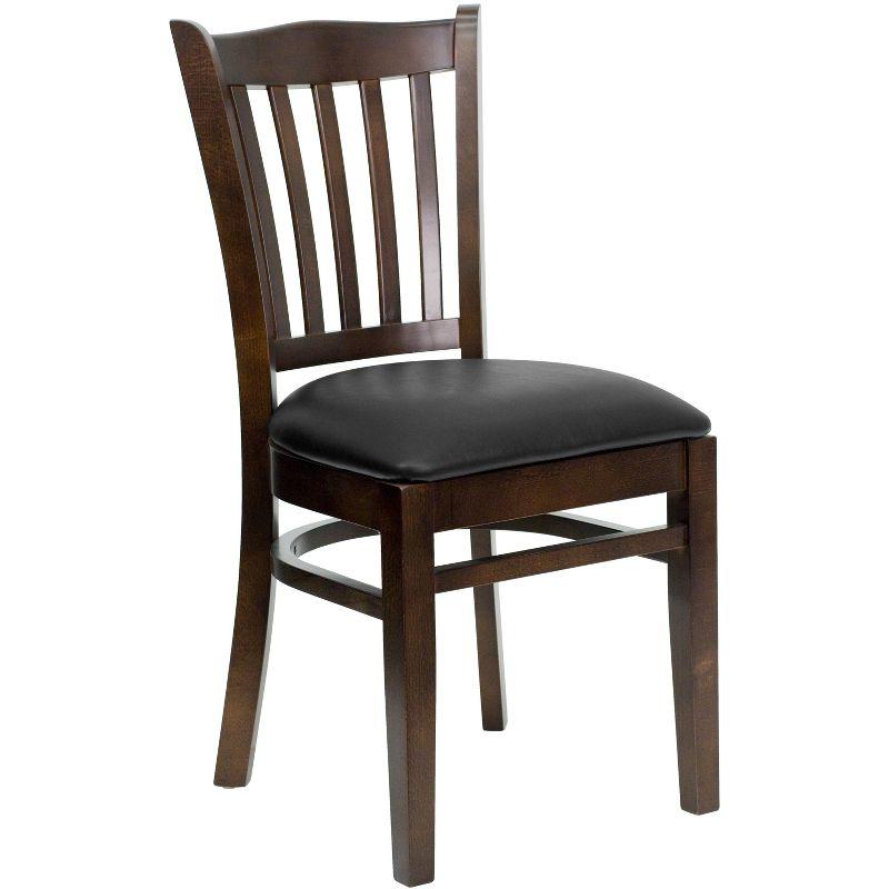 High Slat Windsor Side Chair in Walnut with Black Vinyl Seat