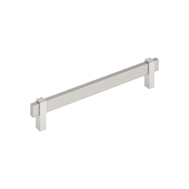 Satin Nickel and Polished Chrome 7-9/16 Inch Bar Pull