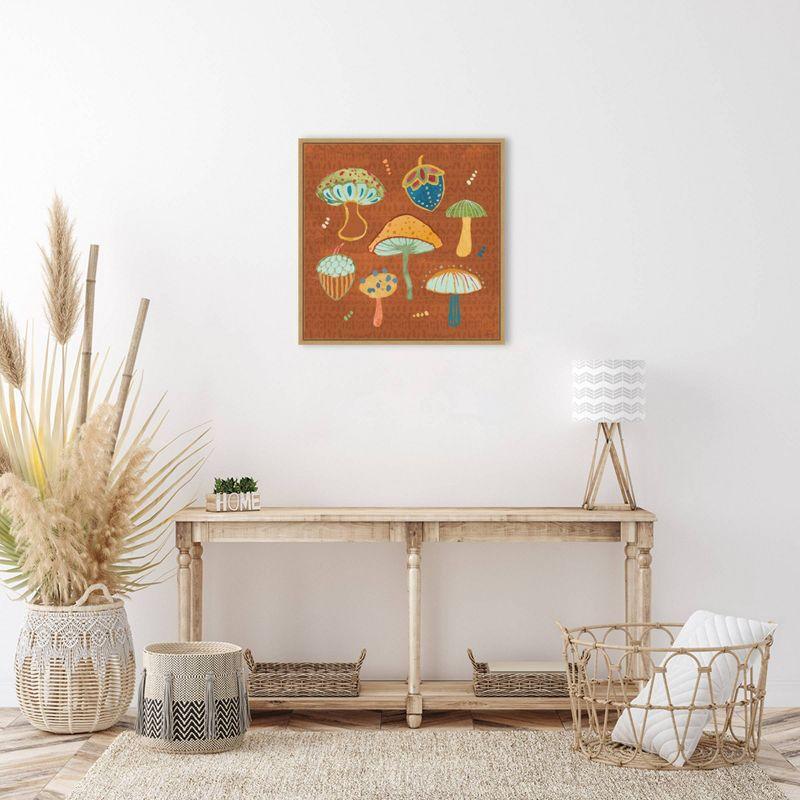 Harvest Whimsy Earth Tones Canvas Print with Brown Frame