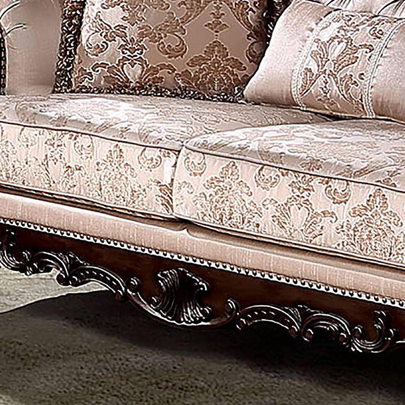 HOMES: Inside + Out Alsace 48.5" Loveseat Traditional Button Tufted Dark Cherry/Light Brown