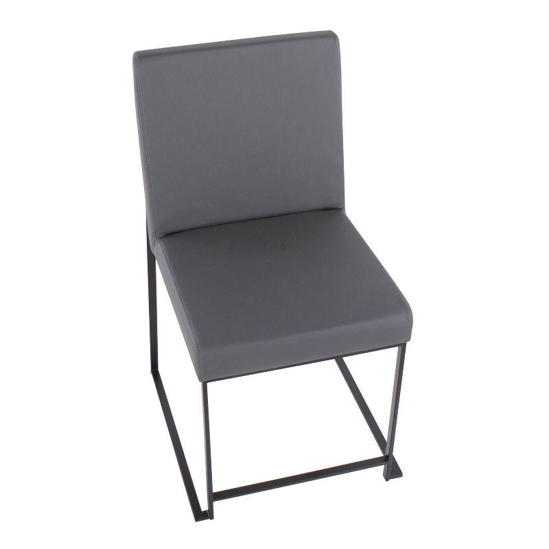 Set of 2 High Back Fuji Dining Chairs Leather/Steel Black/Gray - LumiSource: Upholstered, Modern, Armless