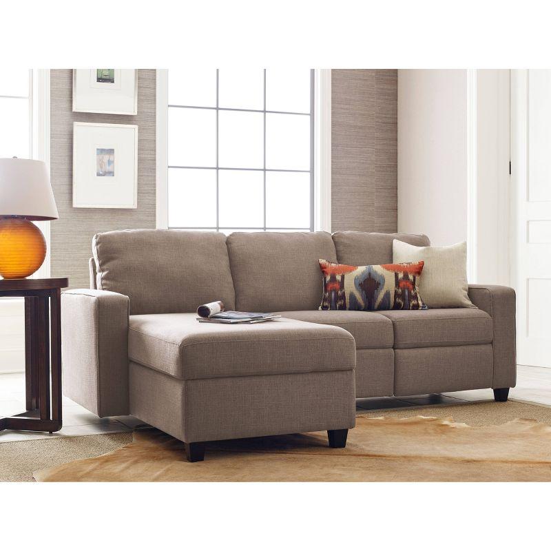 Oatmeal Polyester 3-Seater Sleeper Sectional with Inner-Spring and Storage