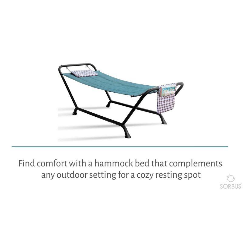 Sorbus Hammock Bed with Stand, Pillow and Storage Pockets- Heavy Duty 500lbs Support- Weather Resistant Outdoor Hammock- For Patio, Backyard, Poolside