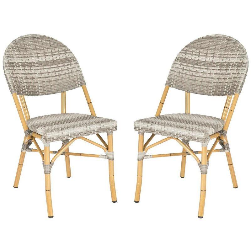 Tropical Flair Gray PE Wicker and Faux Bamboo Side Chairs (Set of 2)