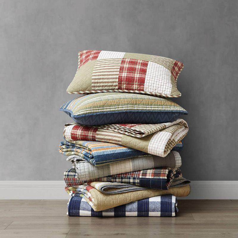 Eddie Bauer Madrona Blue Cotton Reversible Quilt Set