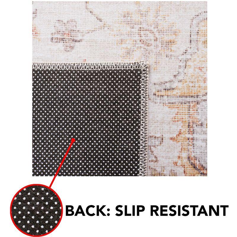 Tucson TSN105 Power Loomed Machine Washable Area Rug - Light Grey/Rust - 4'x4' - Safavieh.