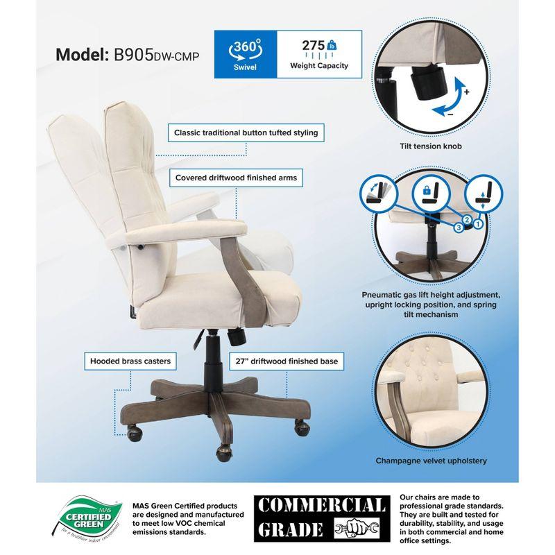 Traditional Executive Chair Beige: Swivel, Adjustable, Tufted - Boss Office Products