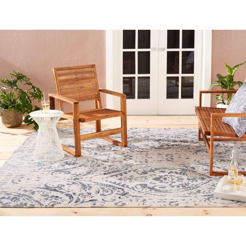 Nicole Miller New York Patio Sofia Juniper Paisley Indoor/Outdoor Area Rug, Ivory/Blue