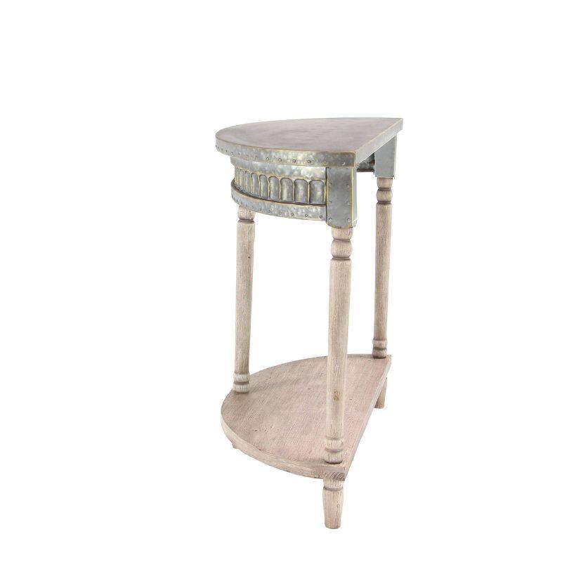 Traditional Half Round Side Table Beige - Olivia & May: Sturdy Iron Entryway Console with Shelf