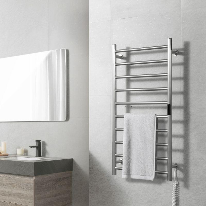 VEVOR 10 Bars Towel Warmer Rack, Wall Mounted Heated Towel Rack for Bathroom, IPX5 Waterpoof Towel Heater Rack with Timer & Display Screen, Silver