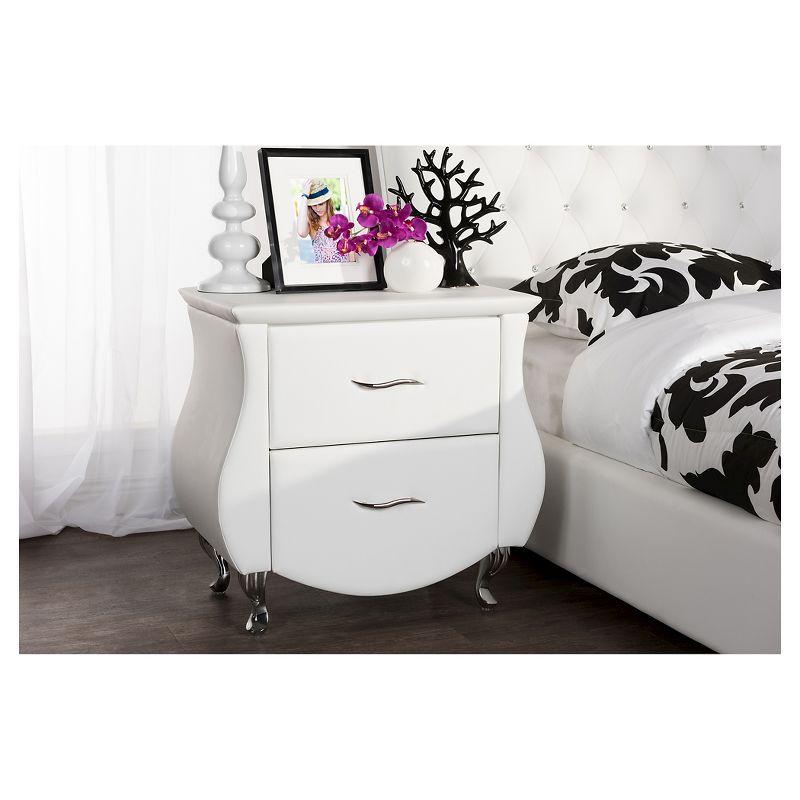 Baxton Studio Erin Modern And Contemporary Faux Leather Upholstered Nightstand White: Elegant Bedside Table, Hardwood Frame