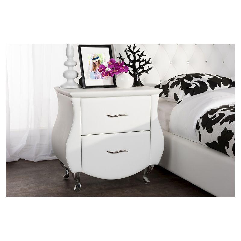 Erin Contemporary White Faux Leather 2-Drawer Nightstand