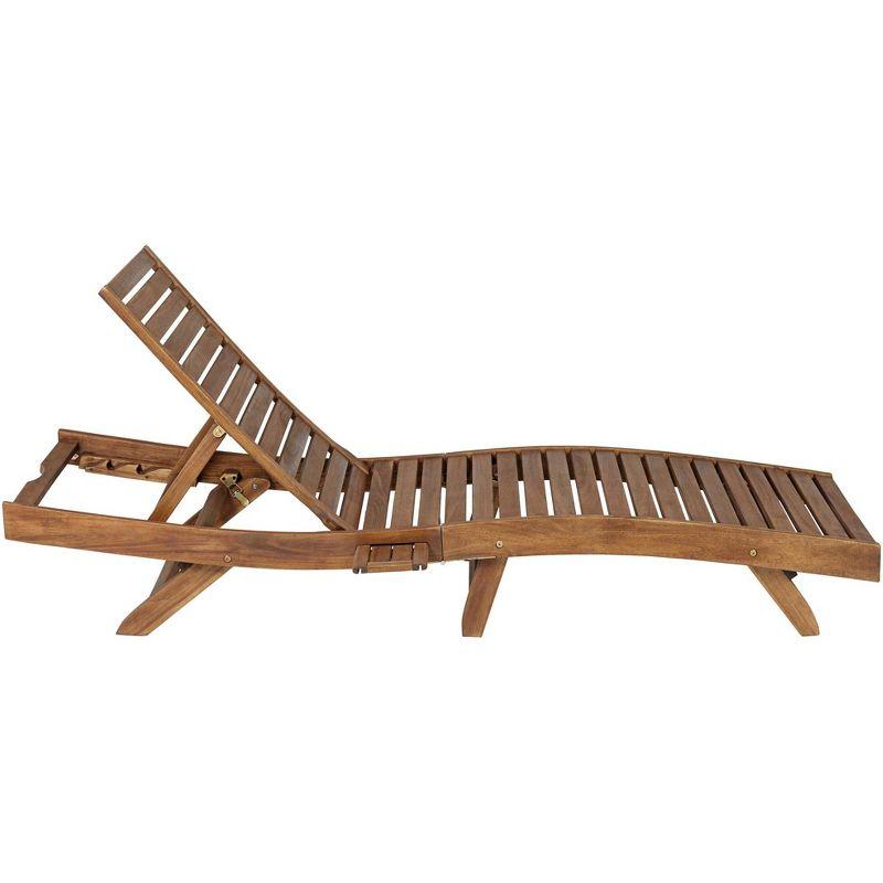 Teal Island Designs Gambo Natural Wood Adjustable Outdoor Lounger Chair