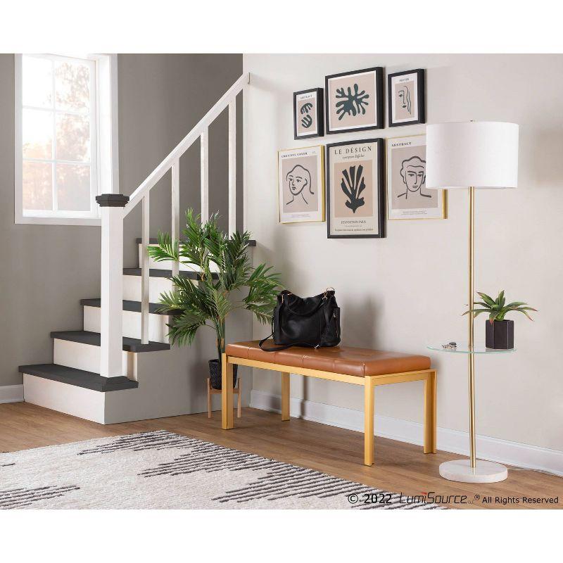 46" Fuji PU Leather/Metal Bench Gold/Camel - LumiSource: Plush, Upholstered, Entryway Seating