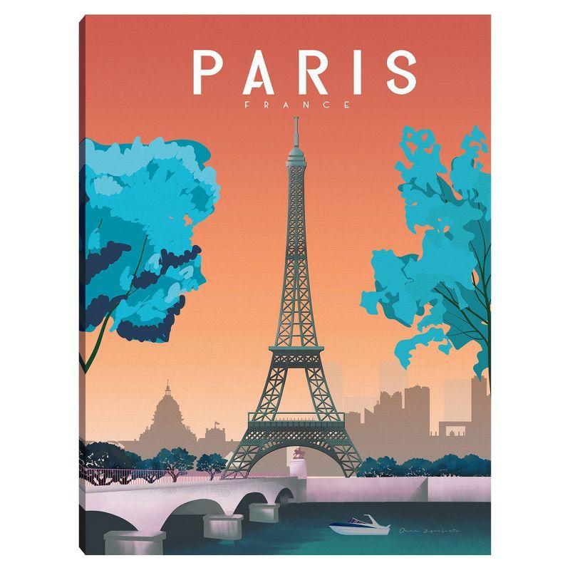 Paris Eiffel Tower and Seine River Canvas Art Print