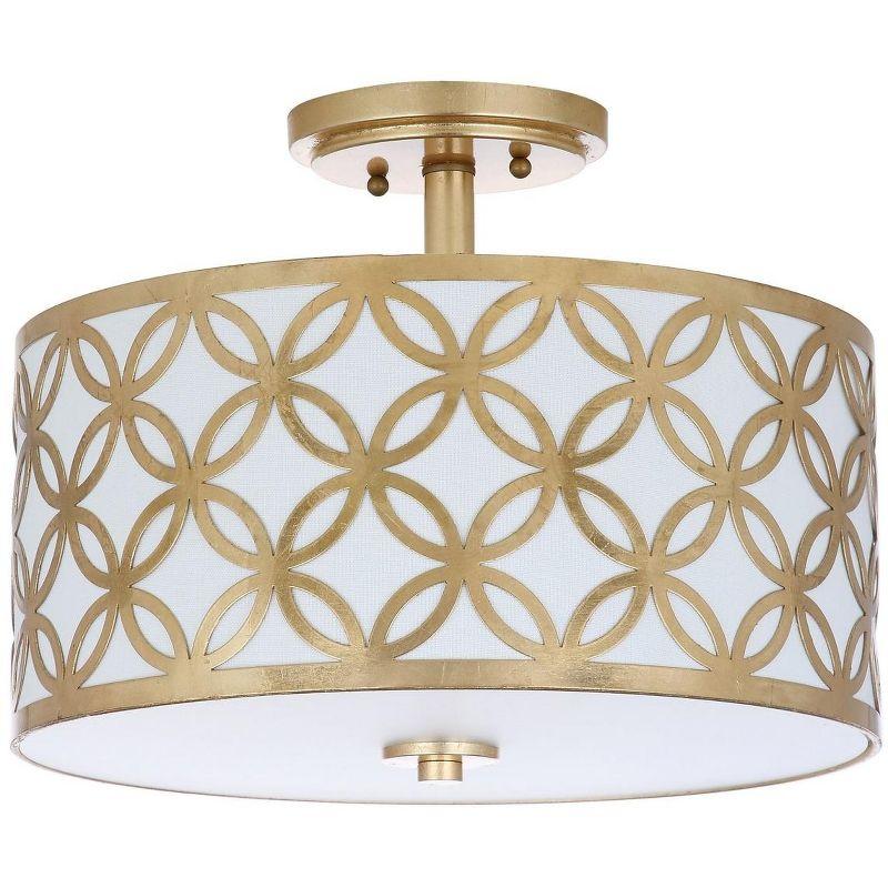 Contemporary Gold Geometric 15" Drum Flush Mount Ceiling Lamp