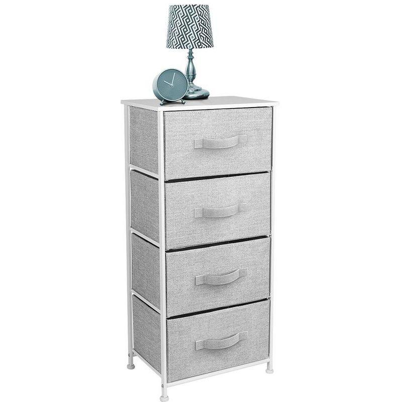 Sorbus 4 Drawers Chest Nightstand - Storage for Closet, Home, College Dorm - Features Steel Frame, Wood Top, & Fabric Bins