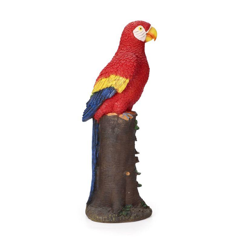 Techko Maid Parrot Red Solar Outdoor Garden Statue Decor with Spotlight: Weather-Resistant, LED, No Assembly Required