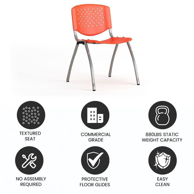 Flash Furniture Memphis 880 lb. Capacity Plastic Stack Chair with Powder Coated Frame