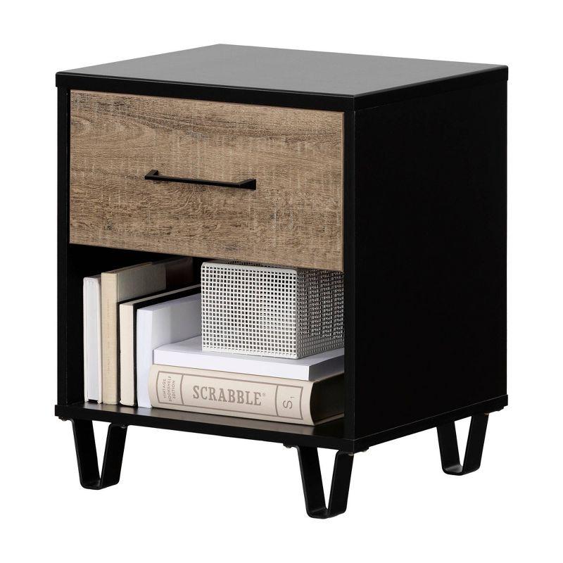 Arlen 1-Drawer Nightstand Weathered Oak and Matte Black