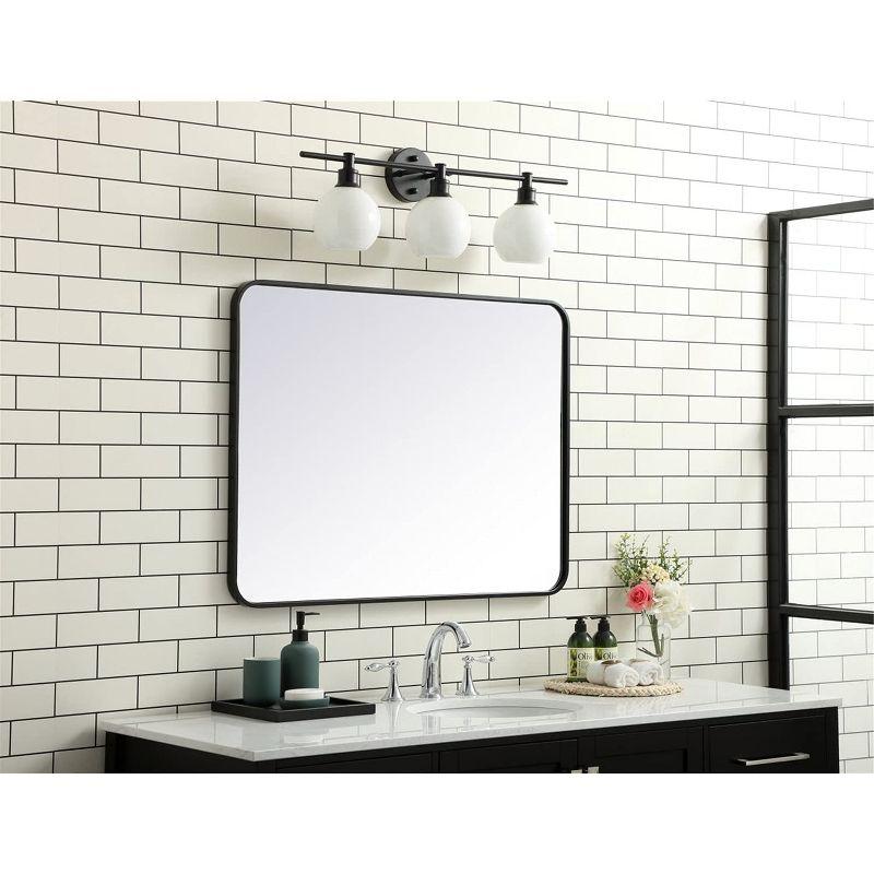 Elegant Lighting Soft corner metal rectangular mirror 27x36 inch in Black