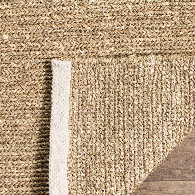 Hand Woven Natural Jute & Cotton 5' x 8' Area Rug