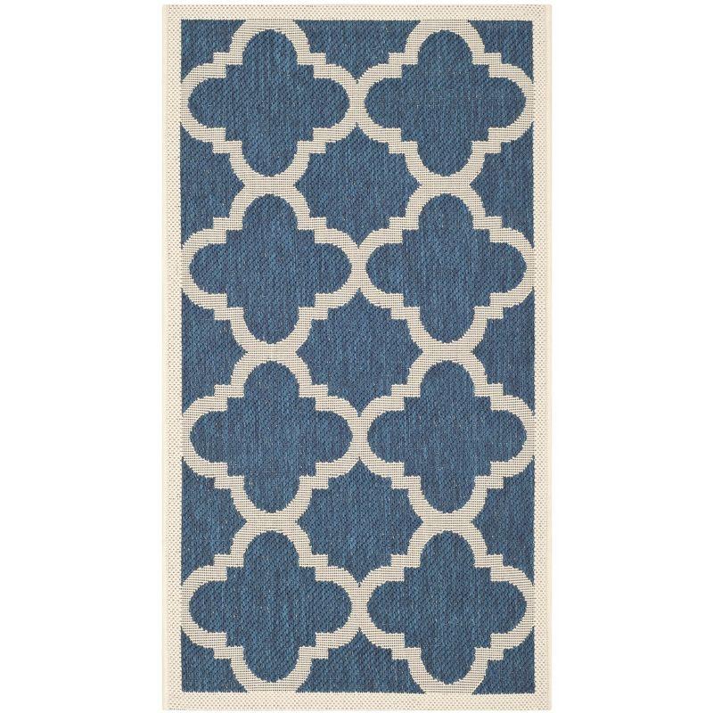 Courtyard CY6243 Power Loomed Indoor and Outdoor Accent Rug - Navy/Beige - 2'7"x5' - Safavieh