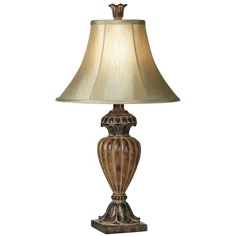 Traditional Bronze Urn Table Lamp with Bell Shade