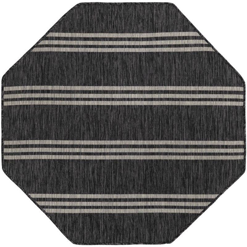 Charcoal Gray Octagon Outdoor Area Rug