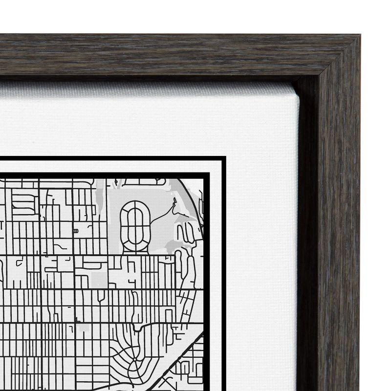 Kate and Laurel Sylvie Seattle Modern Map Framed Canvas by Jake Goossen, 18x24, Dark Gray