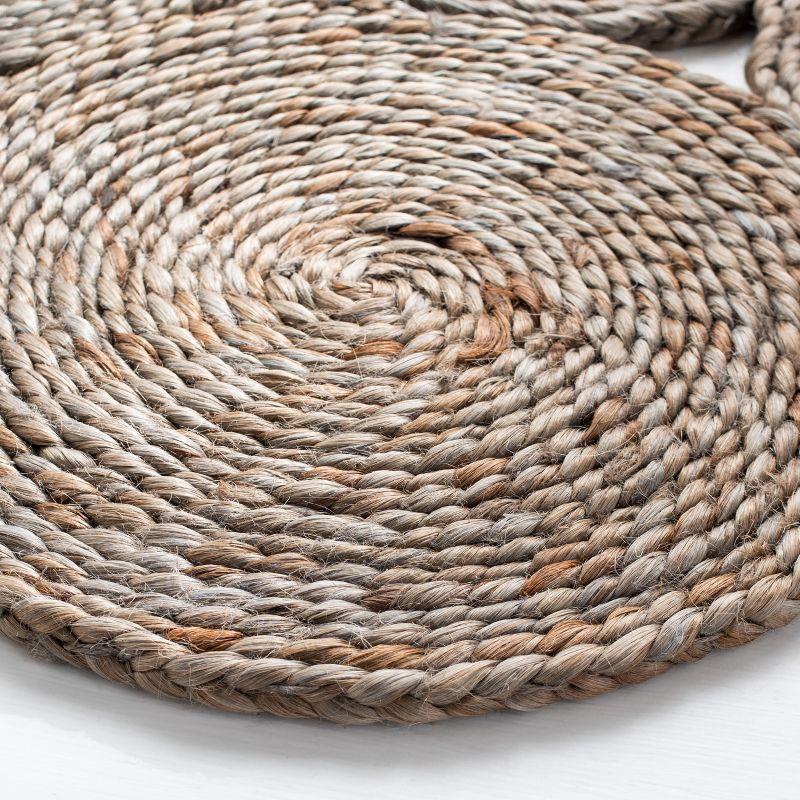 Handmade Round Gray Jute Non-slip Area Rug