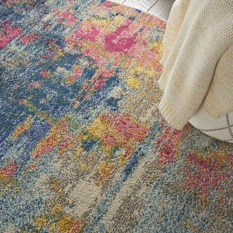 Celestial Swirl Abstract Blue and Yellow 26.5" Synthetic Rug