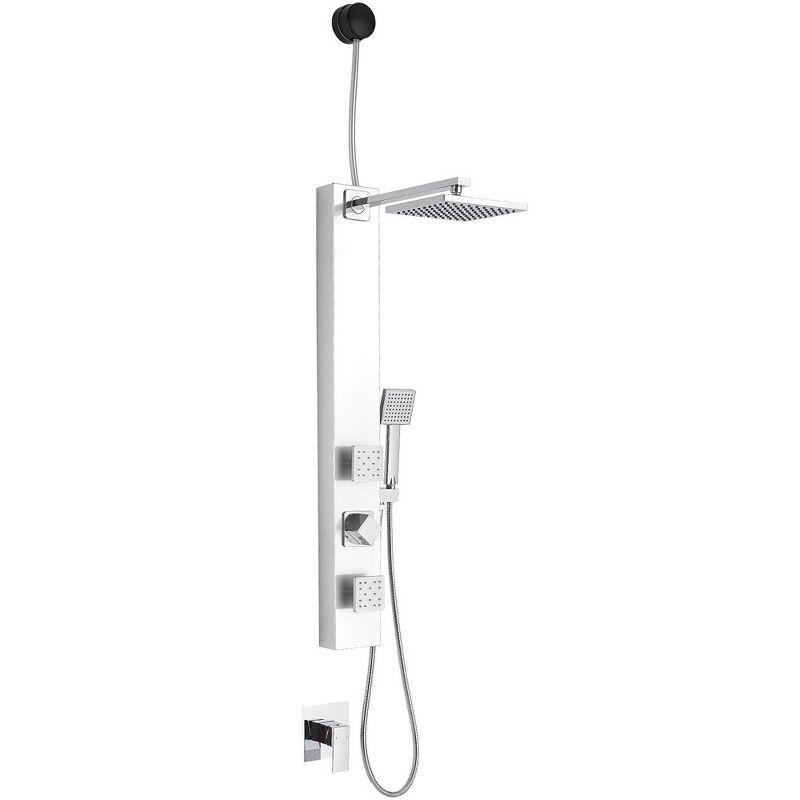 Polished Chrome Shower Panel System with Adjustable Rainfall Shower Head