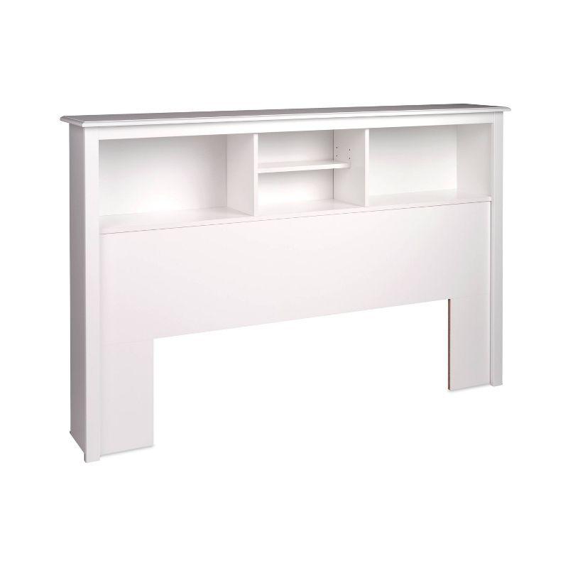 Prepac Monterey Headboard White (Full/Queen): Modern Storage Design, 3 Compartments, Adjustable Shelf