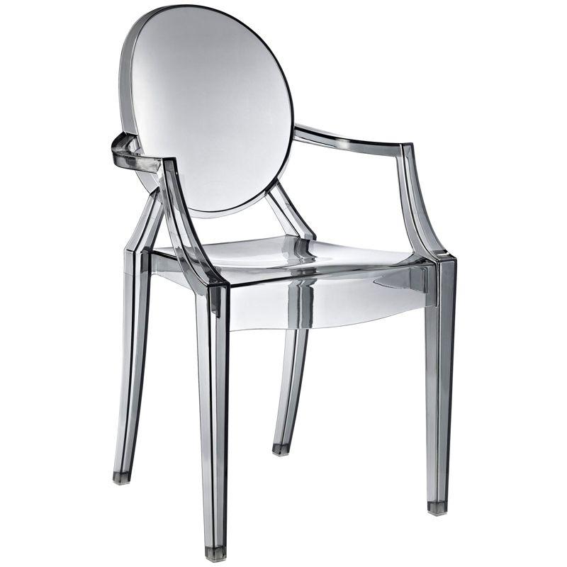 Ethereal Smoke Slim-Design Dining Armchair in Polycarbonate